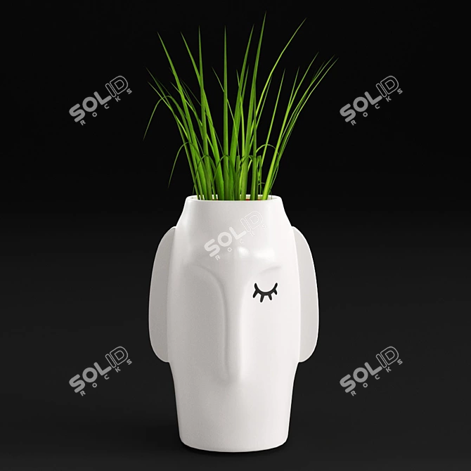 Modern Face Ceramic Vase 3D model image 2