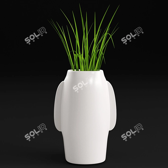 Modern Face Ceramic Vase 3D model image 3