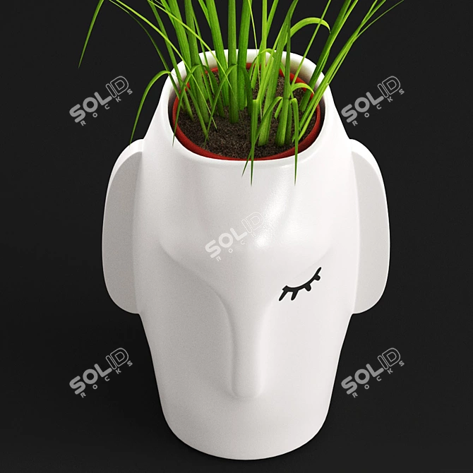 Modern Face Ceramic Vase 3D model image 4