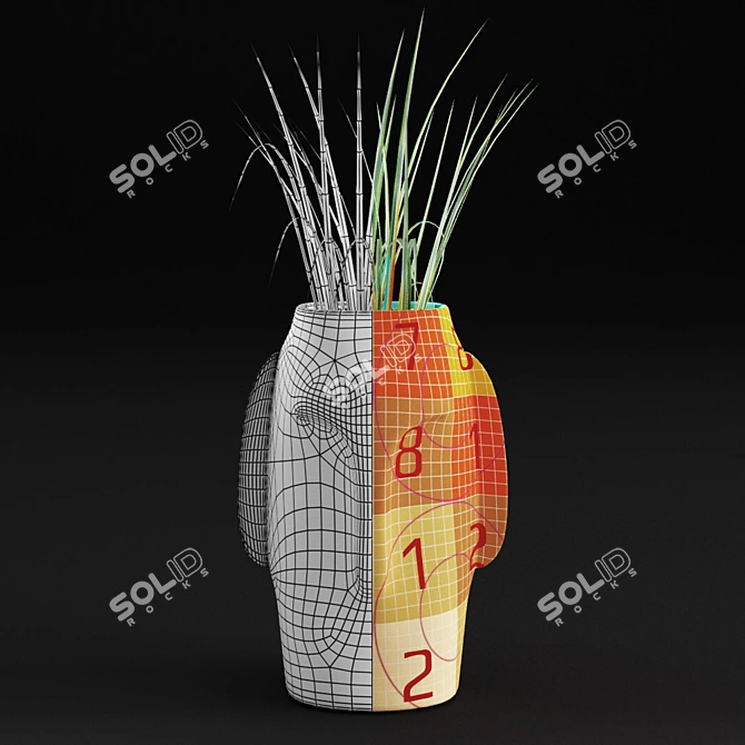 Modern Face Ceramic Vase 3D model image 5