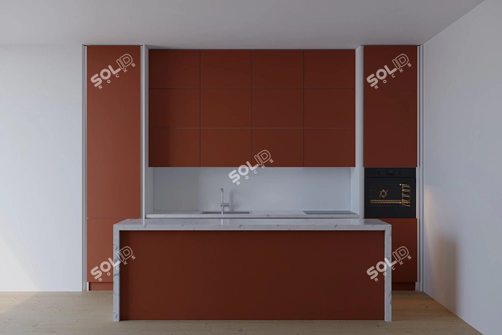 Italian Profile Kitchen with Gola Handle 3D model image 2