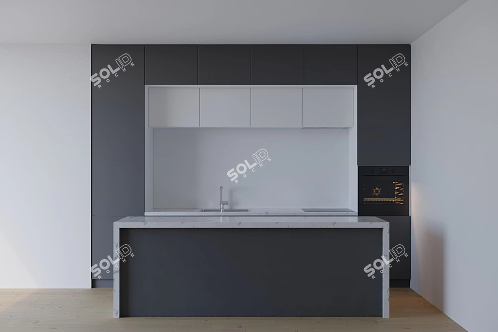 Elegant Modern Kitchen Set 3D model image 2
