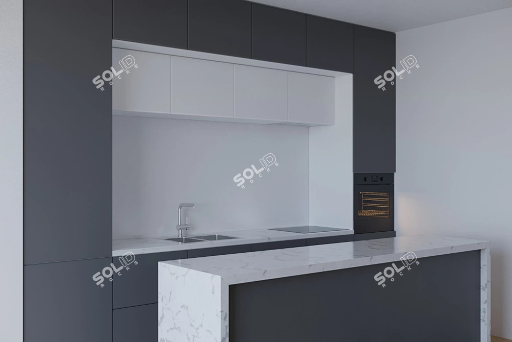 Elegant Modern Kitchen Set 3D model image 3