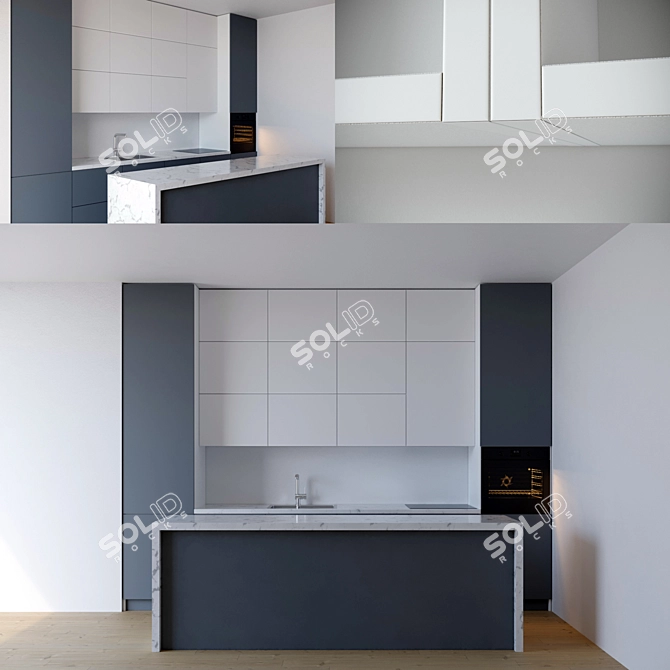 Modern Detailed Kitchen Design 3D model image 1