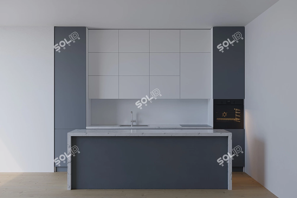 Modern Detailed Kitchen Design 3D model image 2