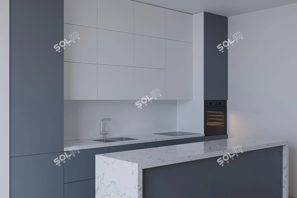 Modern Detailed Kitchen Design 3D model image 3