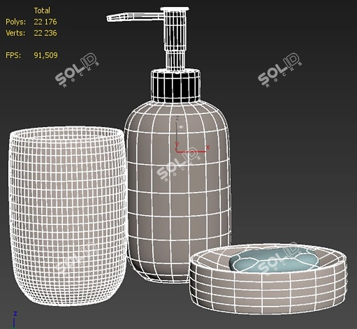 Blue Ceramic Bathroom Set | LA REDOUTE INTERIEURS 3D model image 2