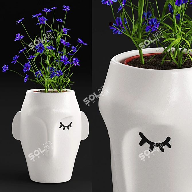 Modern Ceramic Amenna Vase: Stylish & Compact 3D model image 1