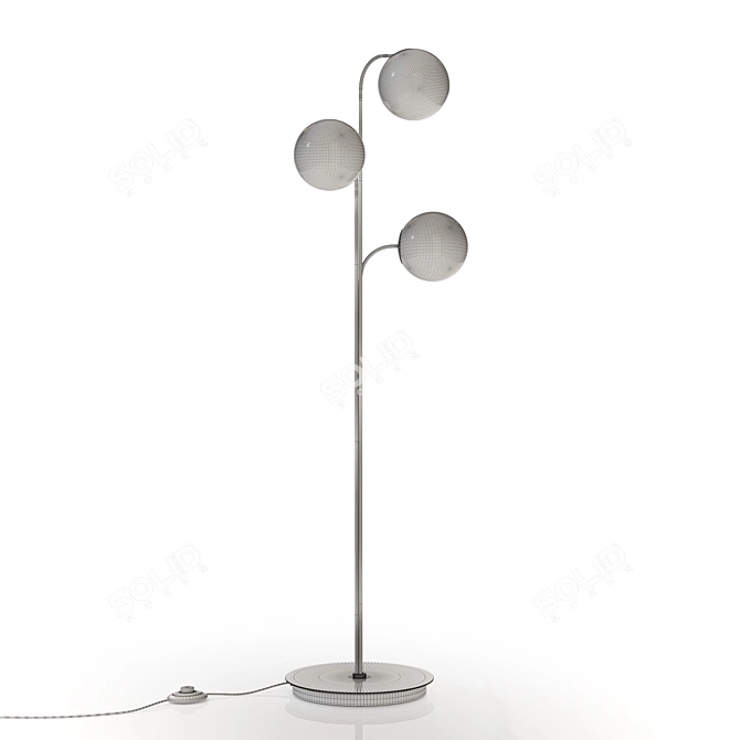 Elegant Brass & Opal Glass Floor Lamp 3D model image 2