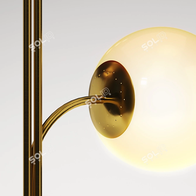 Elegant Brass & Opal Glass Floor Lamp 3D model image 5