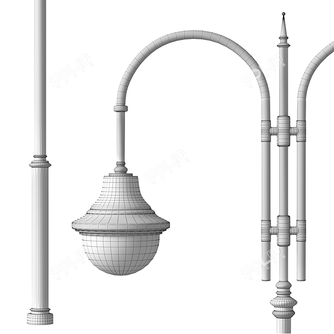 Forged Dual-Light Lamp 3D model image 2