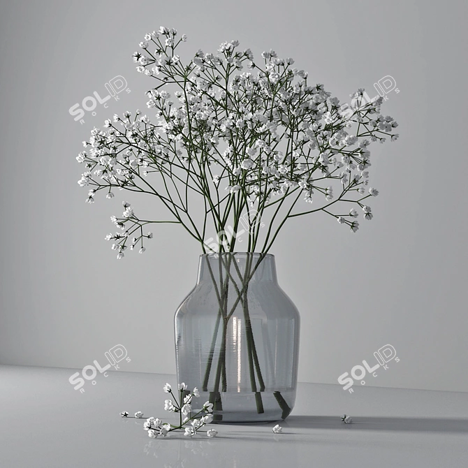 Elegant Gypsophila Bouquet 3D model image 3