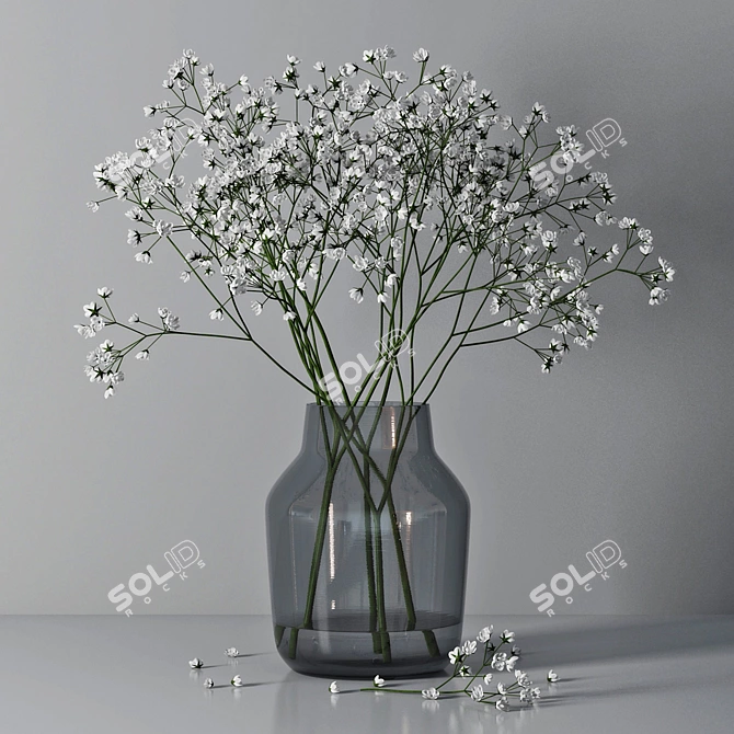 Elegant Gypsophila Bouquet 3D model image 6