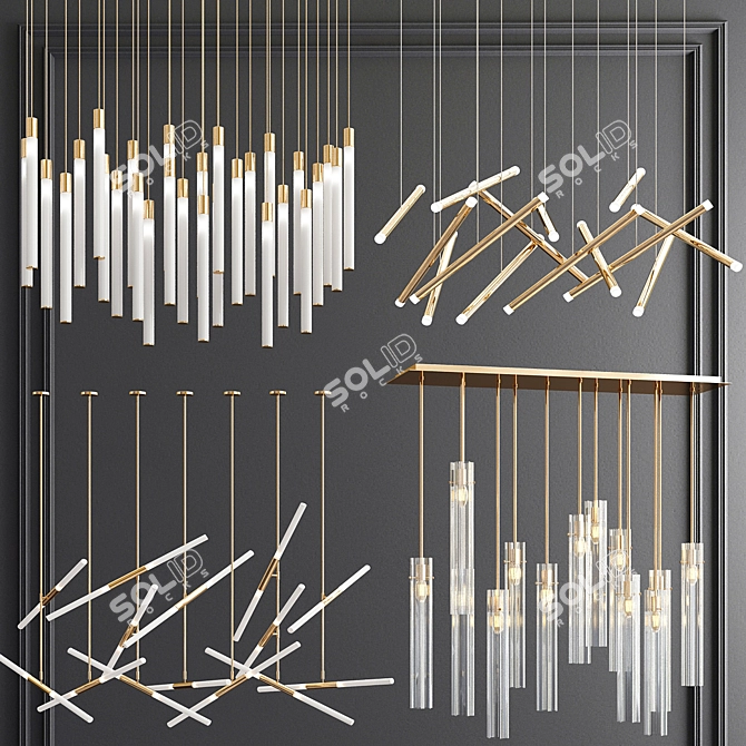 Exquisite Illumination: Four Exclusive Chandelier Collection 3D model image 1