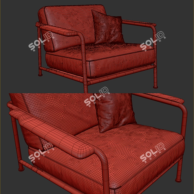 Wendelbo Aero Modern Armchair 3D model image 5