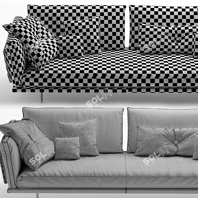 Luxury Divine Upholstered Sofa 3D model image 5