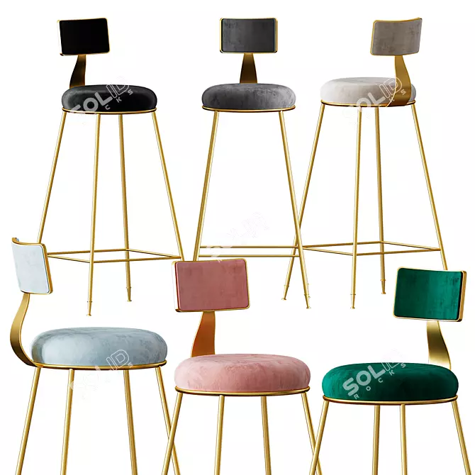 Nordic Iron Bar Stool: Sleek and Stylish 3D model image 2