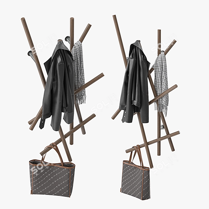 Elegant Porada Sketch Coat Rack 3D model image 3