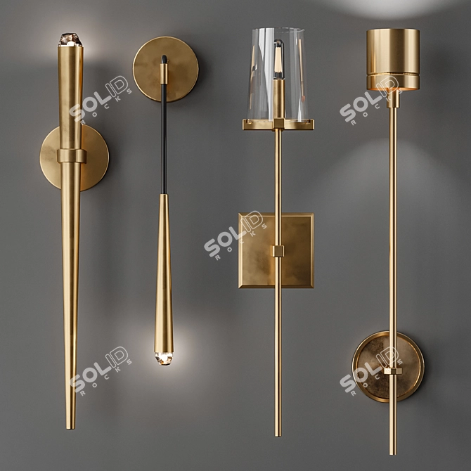 Stylish Wall Light Set: Lampatron Stylus 3D model image 1