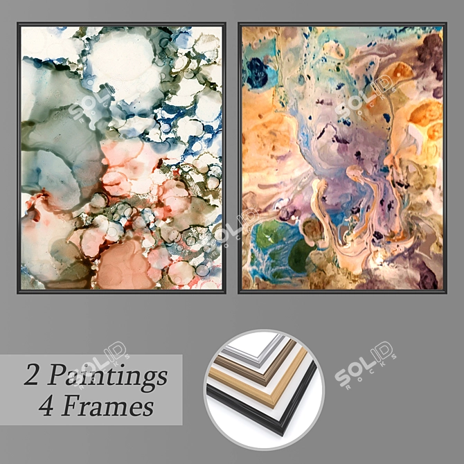 Abstract Art Set with Multiple Frame Options 3D model image 1
