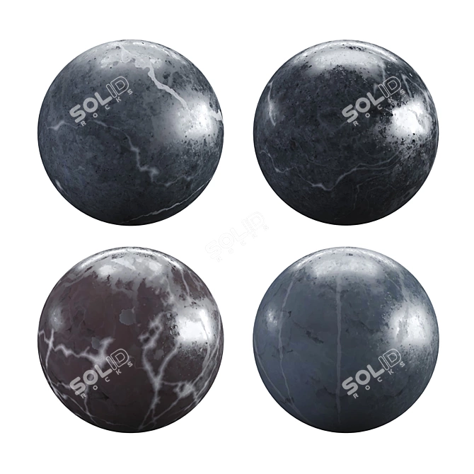 Marble Black Nero Marquina: High-Quality PBR Textures 3D model image 2