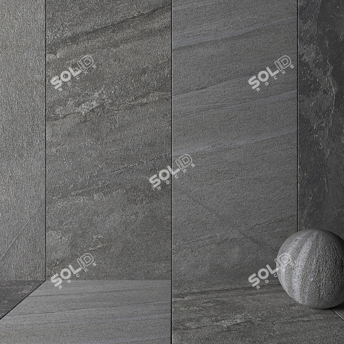 Santorini Gray Stone Wall Tiles 3D model image 2