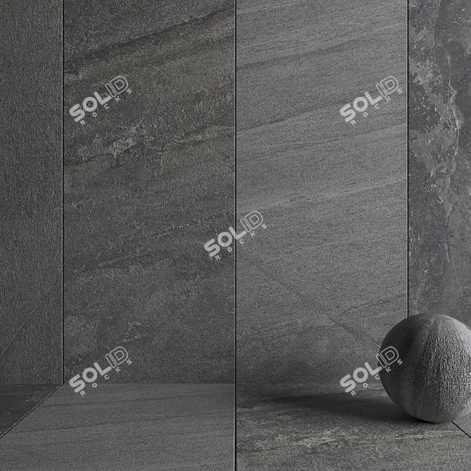 Santorini Gray Stone Wall Tiles 3D model image 3