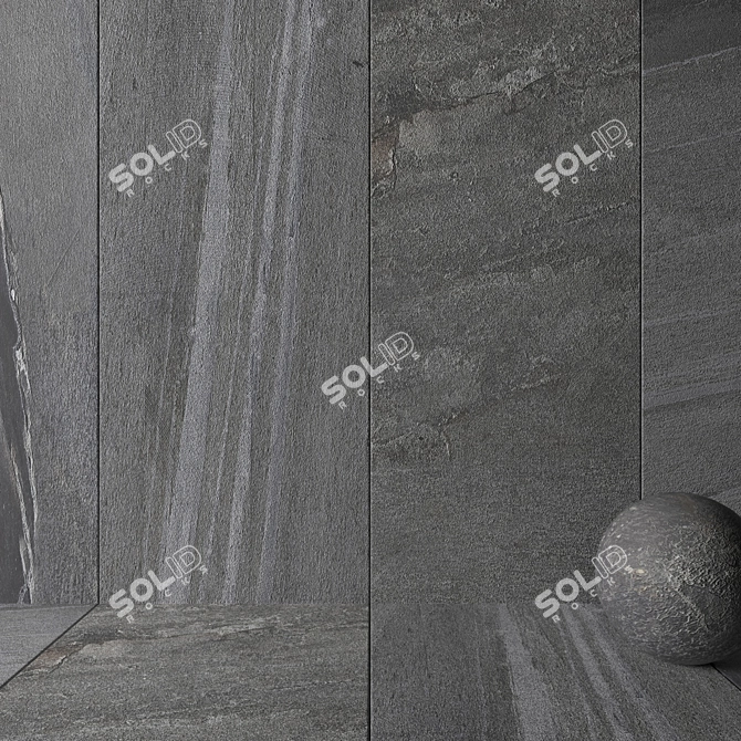 Santorini Gray Stone Wall Set 3D model image 2