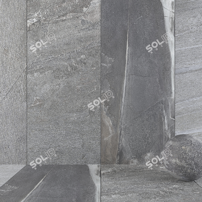 Santorini Gray Stone Wall Set 3D model image 1