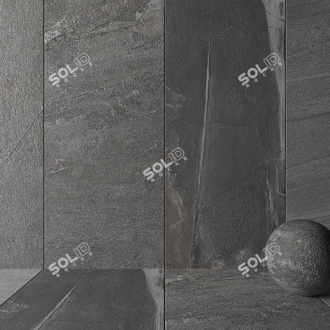 Santorini Gray Stone Wall Set 3D model image 2