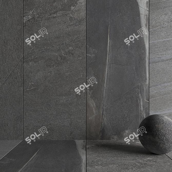 Santorini Gray Stone Wall Set 3D model image 3