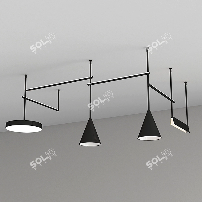 Sleek Steel LED Profile 3D model image 2