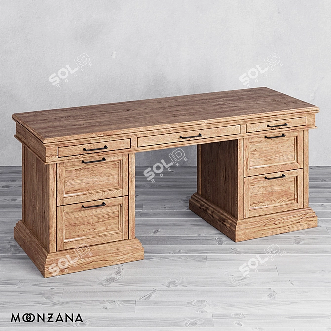 Moonzana OM Desk Replica: Elegant Oak Wood Writing Table 3D model image 1