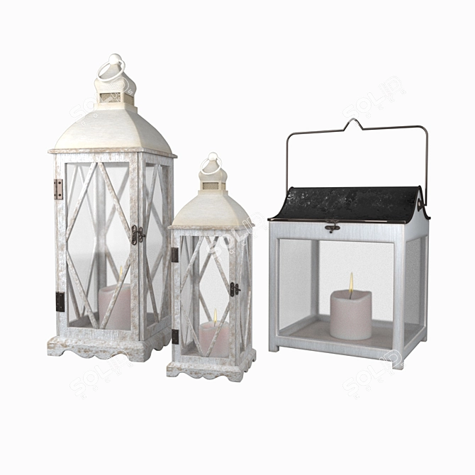 Rustic Lantern Candle Holders 3D model image 1