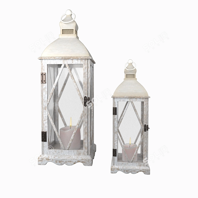 Rustic Lantern Candle Holders 3D model image 2