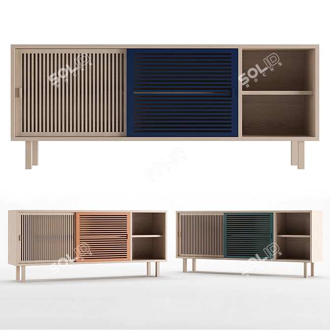 Elegant Colonel KYOTO Large Sideboard Set 3D model image 1