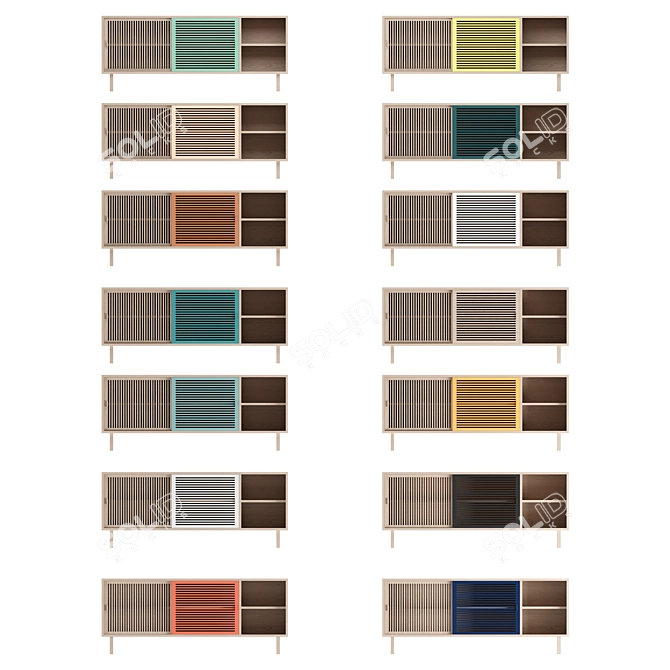 Elegant Colonel KYOTO Large Sideboard Set 3D model image 2