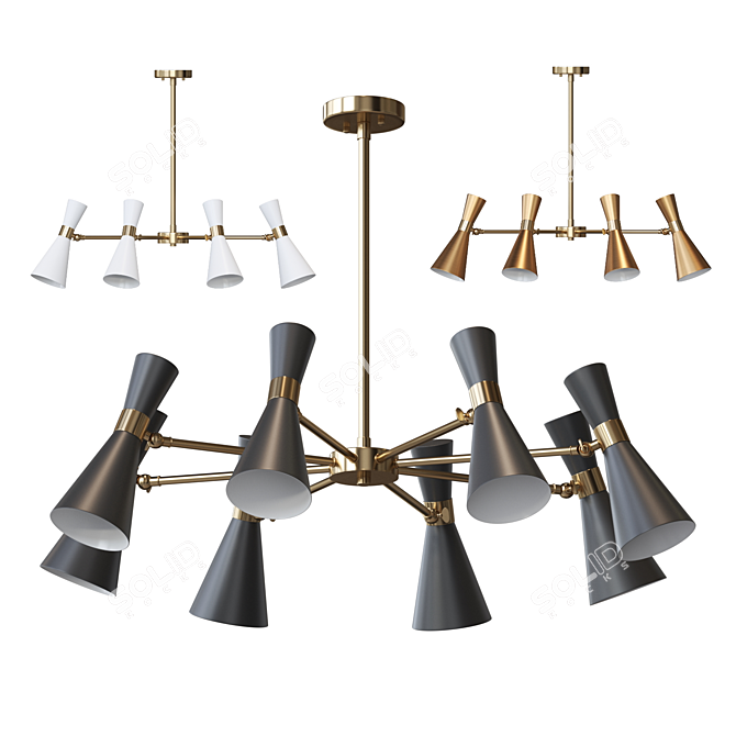 Elegant Hourglass Shaped Chandelier 3D model image 1