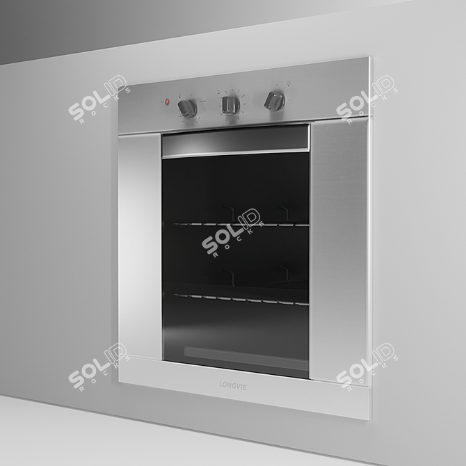 Elegant Glass & Stainless Oven 3D model image 3