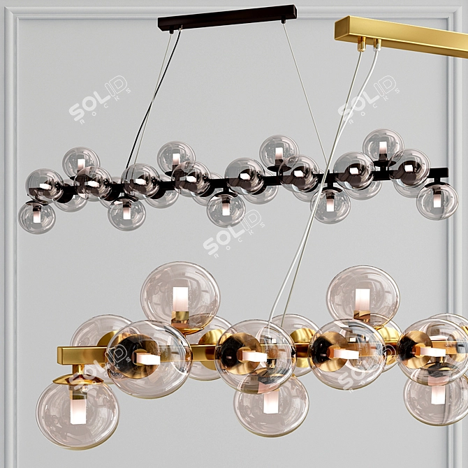 Elegant Gold Glass Pendant Light Set 3D model image 3