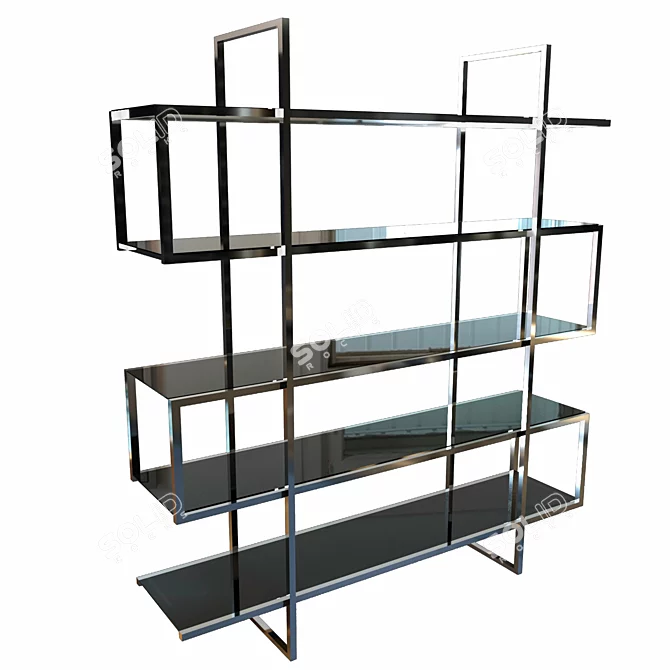 Sleek Stainless Steel Cabinet 3D model image 3