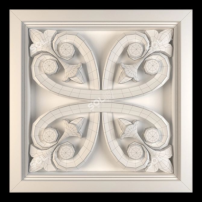 Elegant Gypsum Gold Wall Panel 3D model image 3