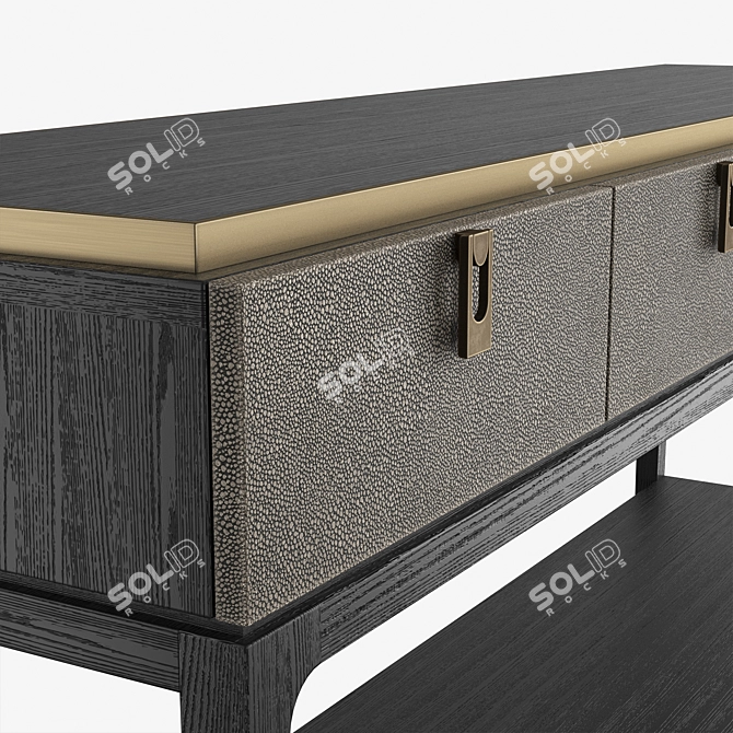 Luxury Leather and Brass Console 3D model image 3