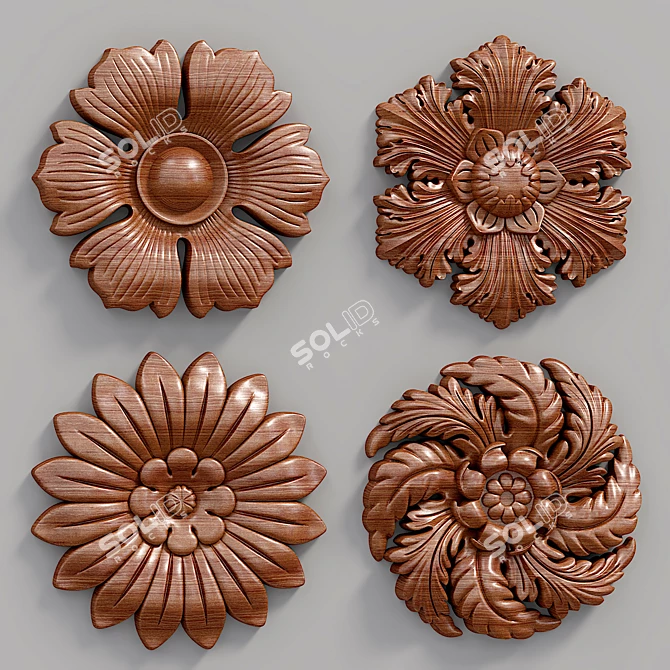 Dimensional Decorative Wall Rosettes 3D model image 3