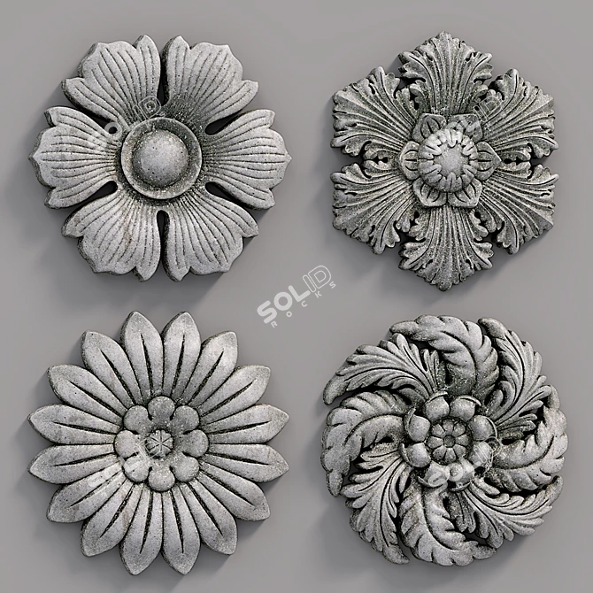 Dimensional Decorative Wall Rosettes 3D model image 4