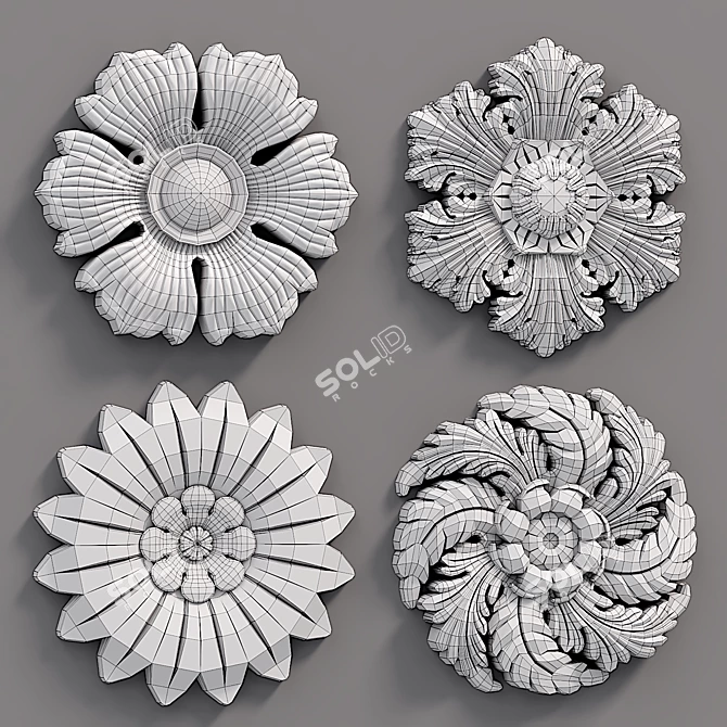 Dimensional Decorative Wall Rosettes 3D model image 5