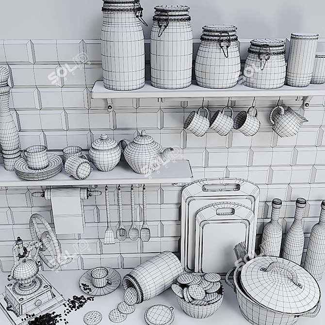 Complete Kitchen Essentials Set 3D model image 5