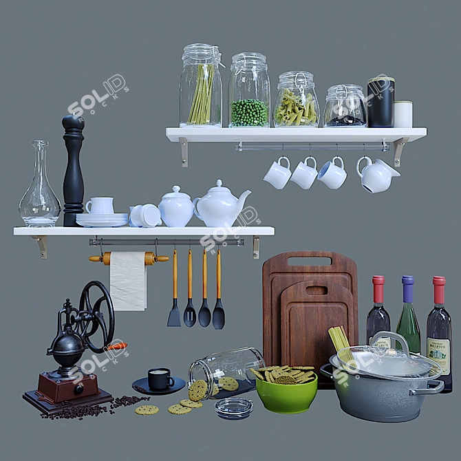 Complete Kitchen Essentials Set 3D model image 6