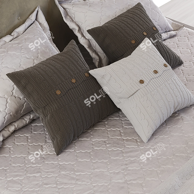 Elegant Escada Bed - Grey 3D model image 3