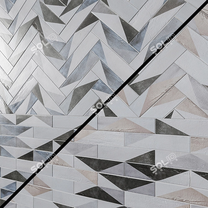 Oblique Range: Unique Porcelain Tiles 3D model image 2